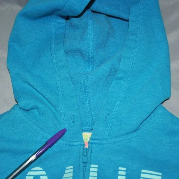 Old Navy Women's Sweatshirt Size Medium Blue Graphic Print Full Zip Hoodie - Picture 6 of 8